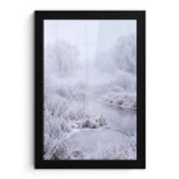 Rivier - Sneeuw - Bos - Winter - Schilderachtig fotolijst zwart zonder passe partout klein -3d