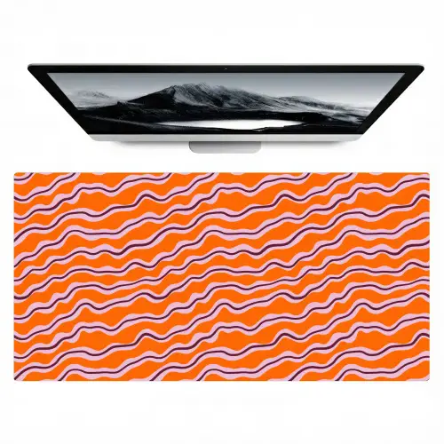 Retro - Golvend - Oranje Muismat XXL klein 681 -zzz3d