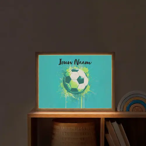 Voetbal - Abstract - Verfspatten - Groen Light Box met batterij (Wandlamp kind) middel -sfeer1_kind