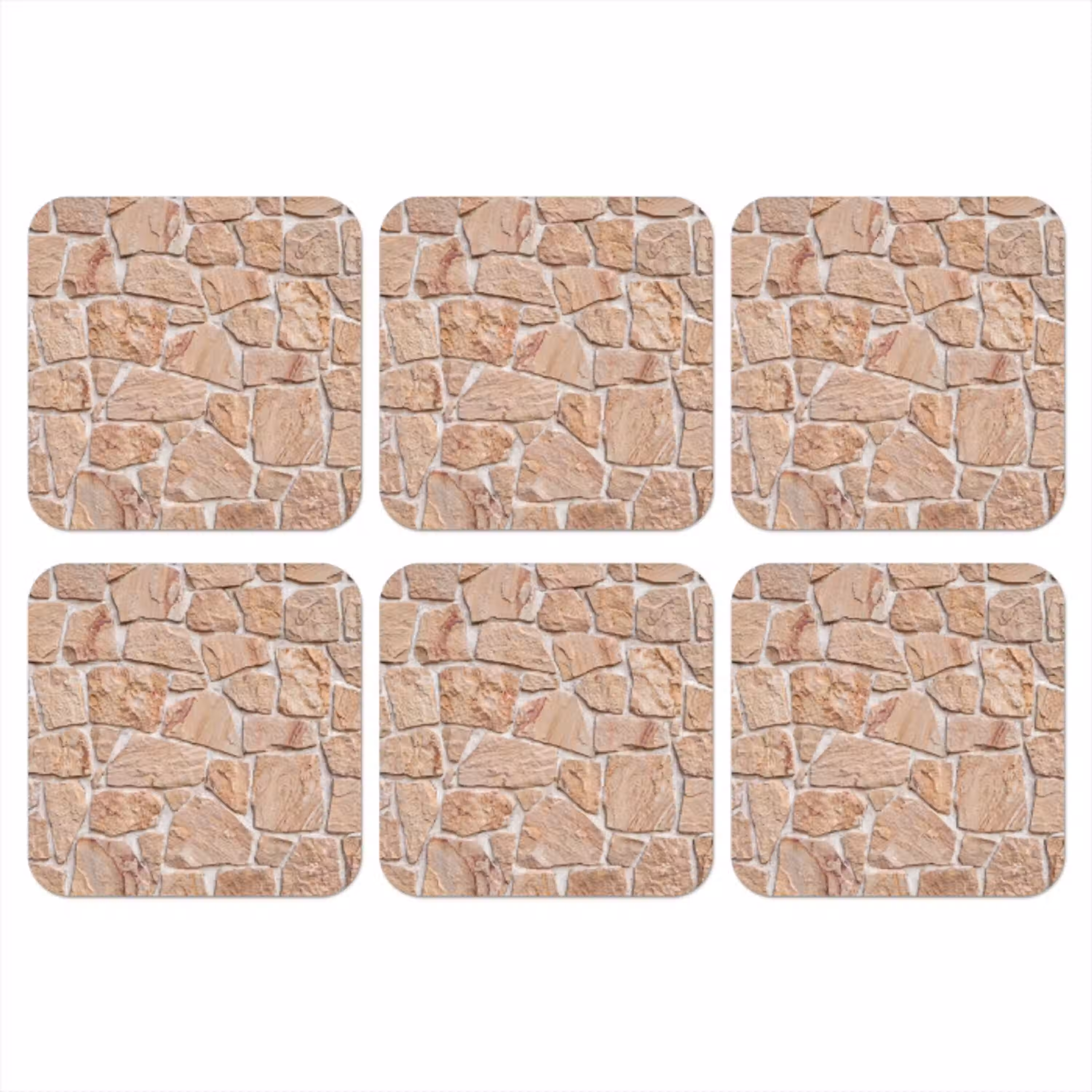 Muur - Steen - Patroon - Rustiek - Beige onderzetter kurk middel -3d