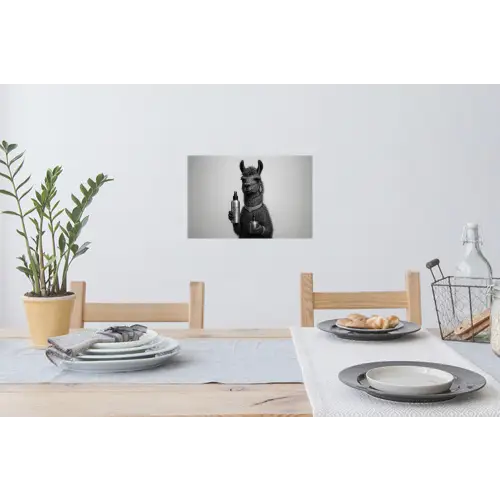 Lama - Flessen - Zwart - Wit Muursticker klein -eettafel