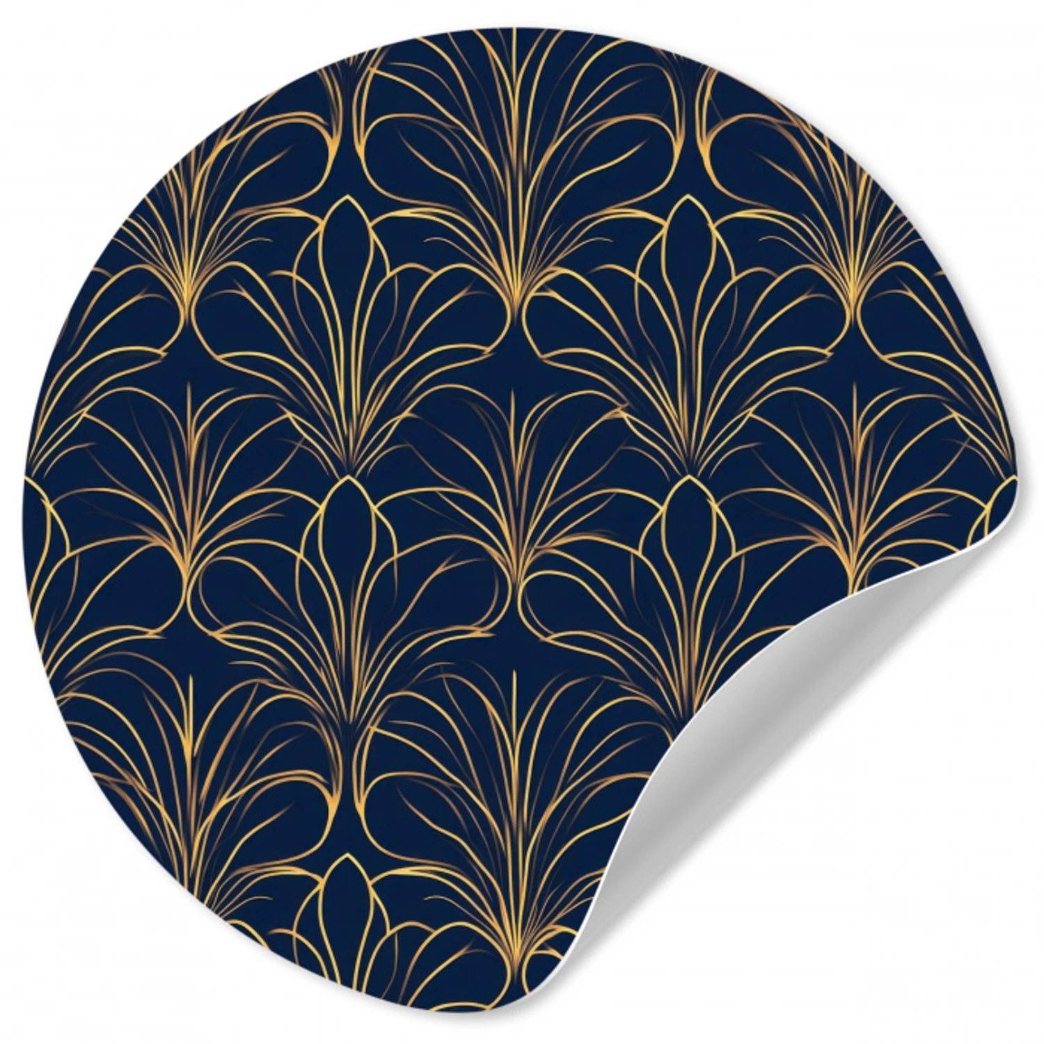 Deco - Waaier - Blauw Wandcirkel behangsticker klein 186 -3d