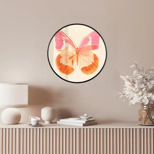 Oranje - Vlinder - Minimalistisch Fotolijst rond zonder passe partout klein -sfeer3
