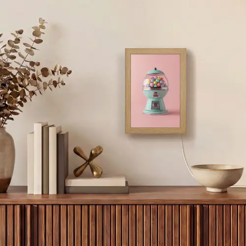 Kauwgom - Retro - Snoep - Roze Light Box met kabel (Tafellamp) klein -sfeer2