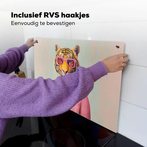 Tijger - Strik - Jasje - Roze Inductie beschemer met haakjes klein -ky-ophangen-nl