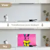 Konijn - Felroze - Sjaal - Abstract keuken achterwand spatscherm klein -voor_na_NL