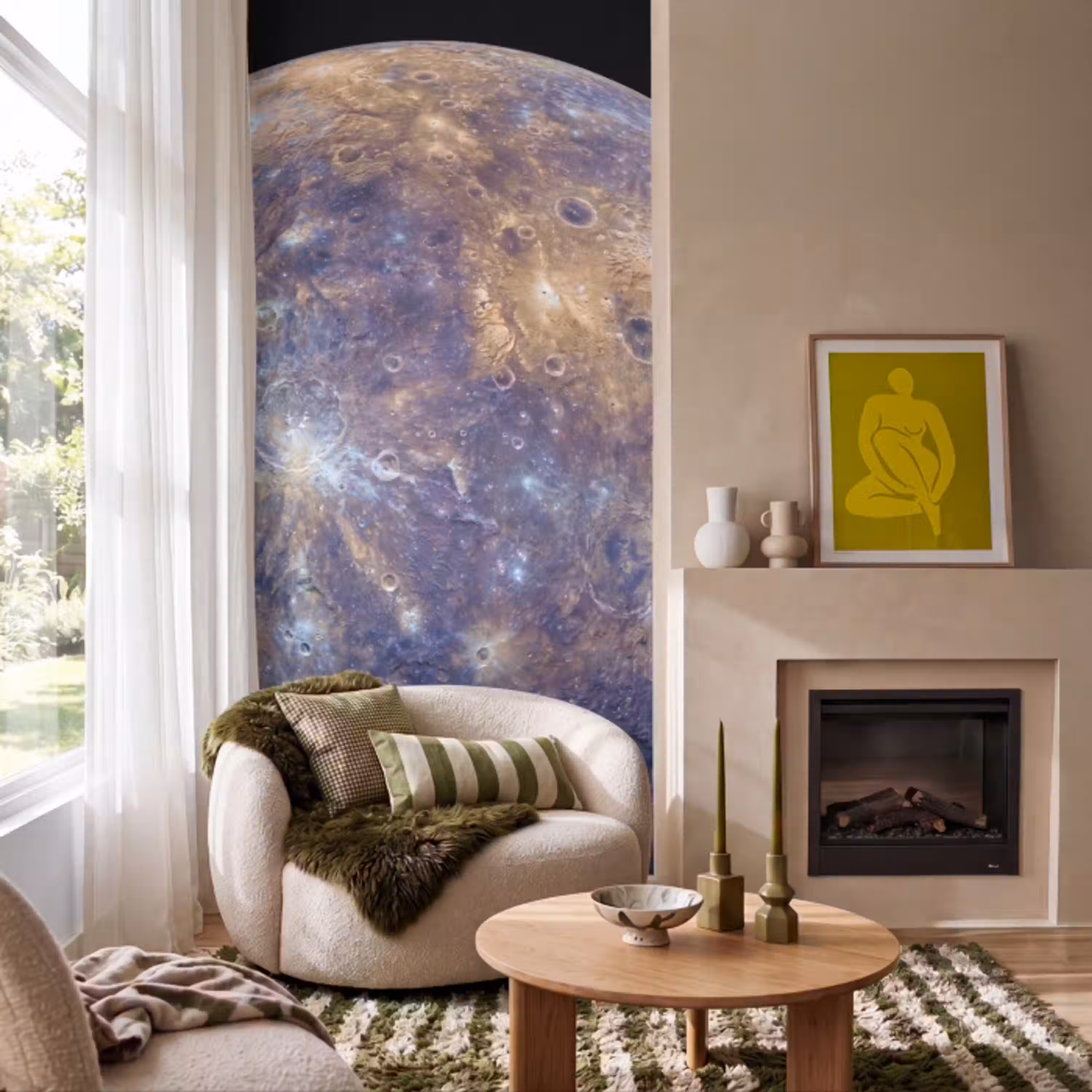 Planeet - Kraters - Ruimte Behang Vlies klein -sfeer2