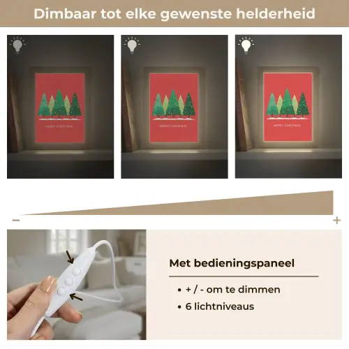 Minimalistisch - Kerstbomen - Rood - Sneeuw Light Box met kabel (Tafellamp) klein -USP_dimbaarNL