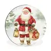 Kerstman- Winter - Sneeuw - Wit - Rood Wandcirkel aluminium klein -3d