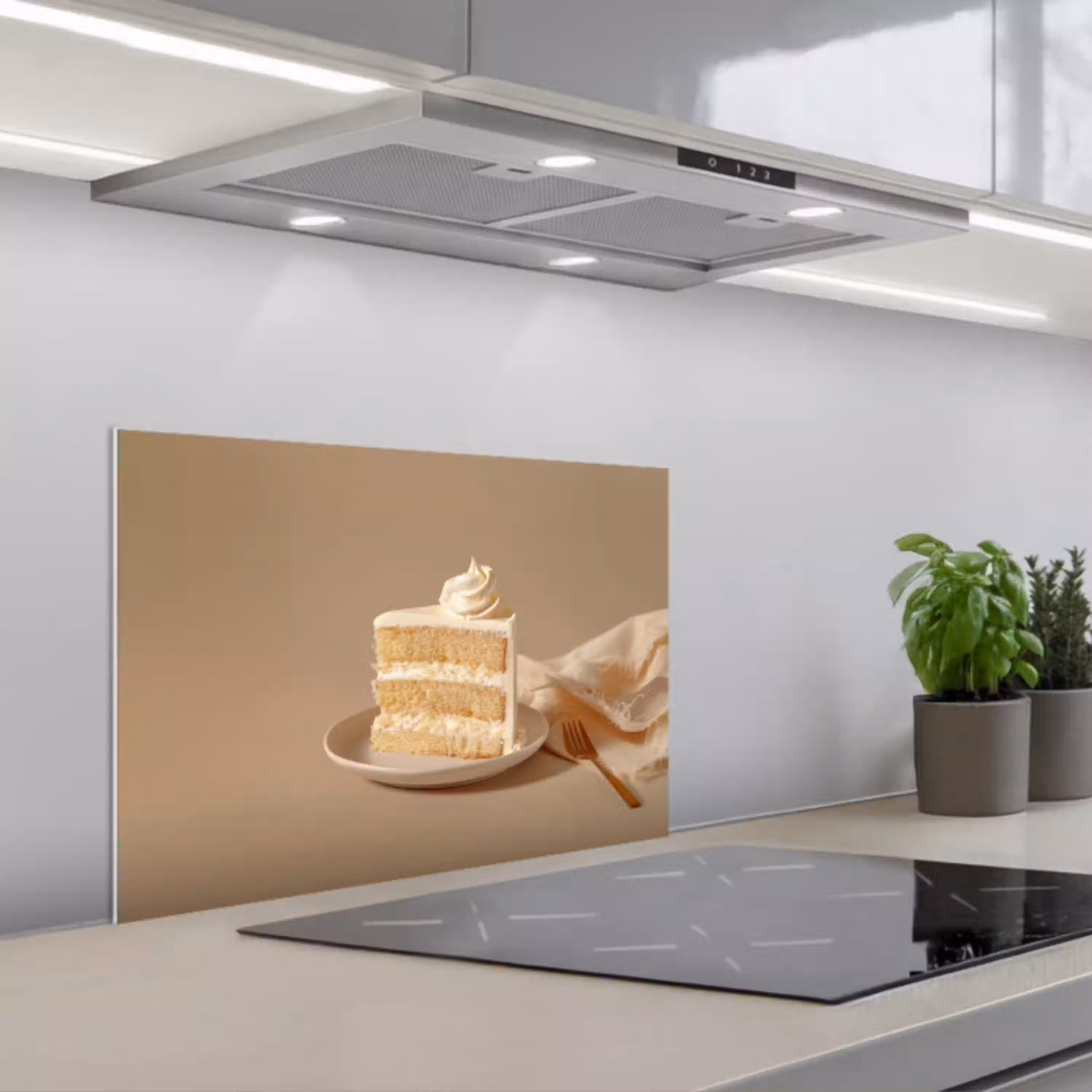 Vanilletaart - Cake - Romig keuken achterwand spatscherm klein -3d_schuin
