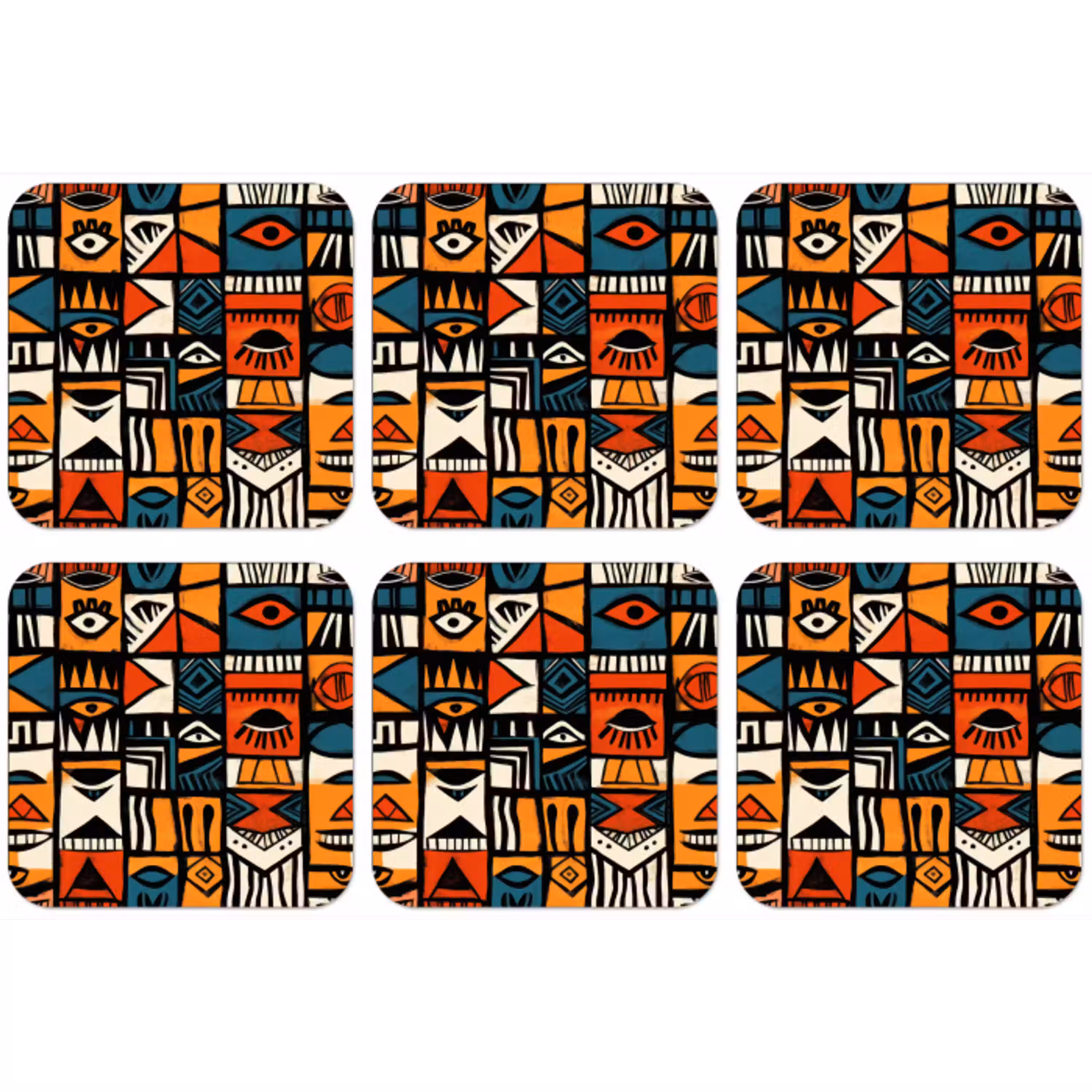 Abstract - Gezichten - Mozaïek onderzetter kurk middel -zkaufland3dotto