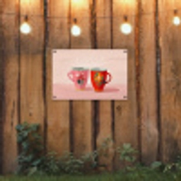 Theekopjes - Bloemmotieven - Roze - Theezakjes tuinposter los doek klein -sfeer1