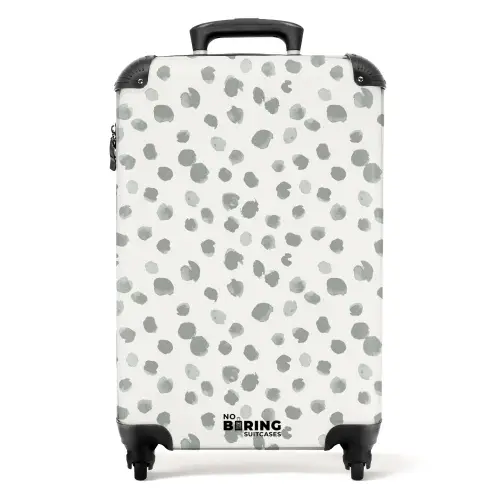 Grijze verfspatten op een gebroken wit NBS - Handbagage koffer - Volwassenen Unisex middel -productfoto_recht