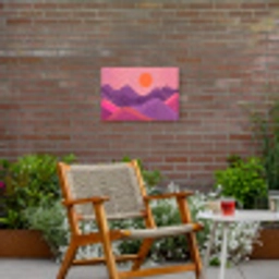 Zon - Heuvels - Paars - Abstract Tuinposter op houten frame 2 cm dik klein -sfeer3