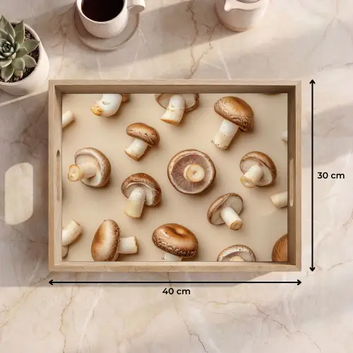 Kastanje Champignons - Beige Dienblad Rechthoek middel -USP_Formaat