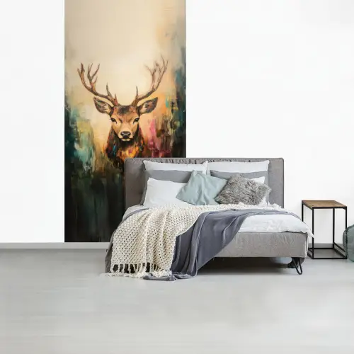Hert - Geverfd - Gewei - Bruin fotobehang vinyl groot -slaapkamer
