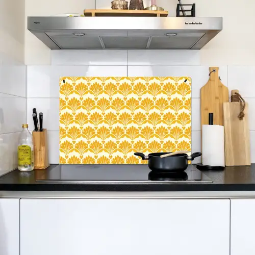 Patroon - Motief - Geel Inductie beschemer met haakjes klein 777 -sfeer2