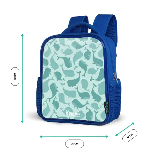 Gestileerde walvissen in tonale zeegroene tinten Kinderrugzak - Blauw middel -productfoto_formaten