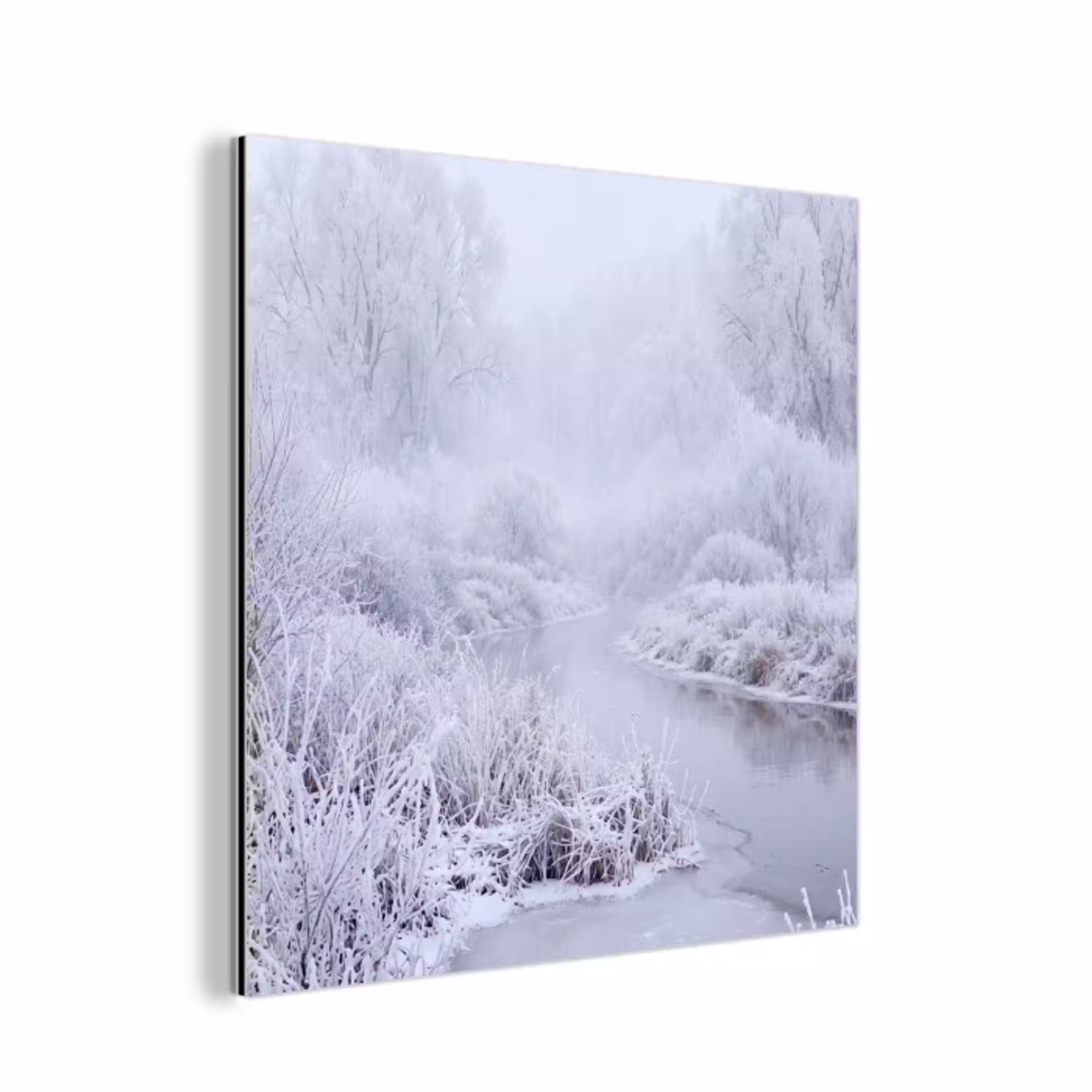 Rivier - Sneeuw - Bos - Winter - Schilderachtig aluminium wit klein -3d