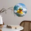 Badeend - Stoer - Golven Wandcirkel behangsticker klein -sfeer3