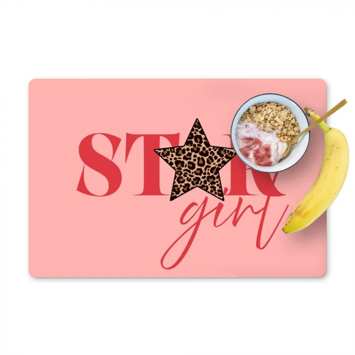 Star girl - Roze - Panter - Ster Placemat vinyl groot -zzzproduct_Kitchenyeah-website