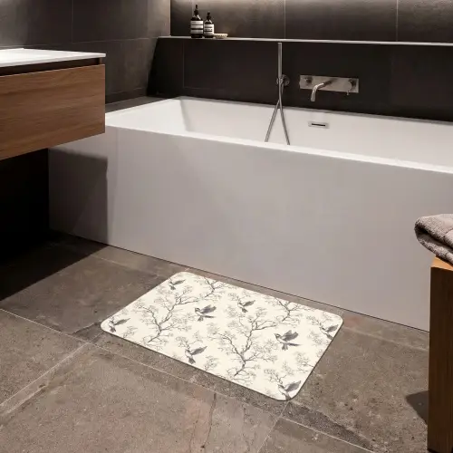 Takken - Vogels - Beige Badmat klein 997 -sfeer3