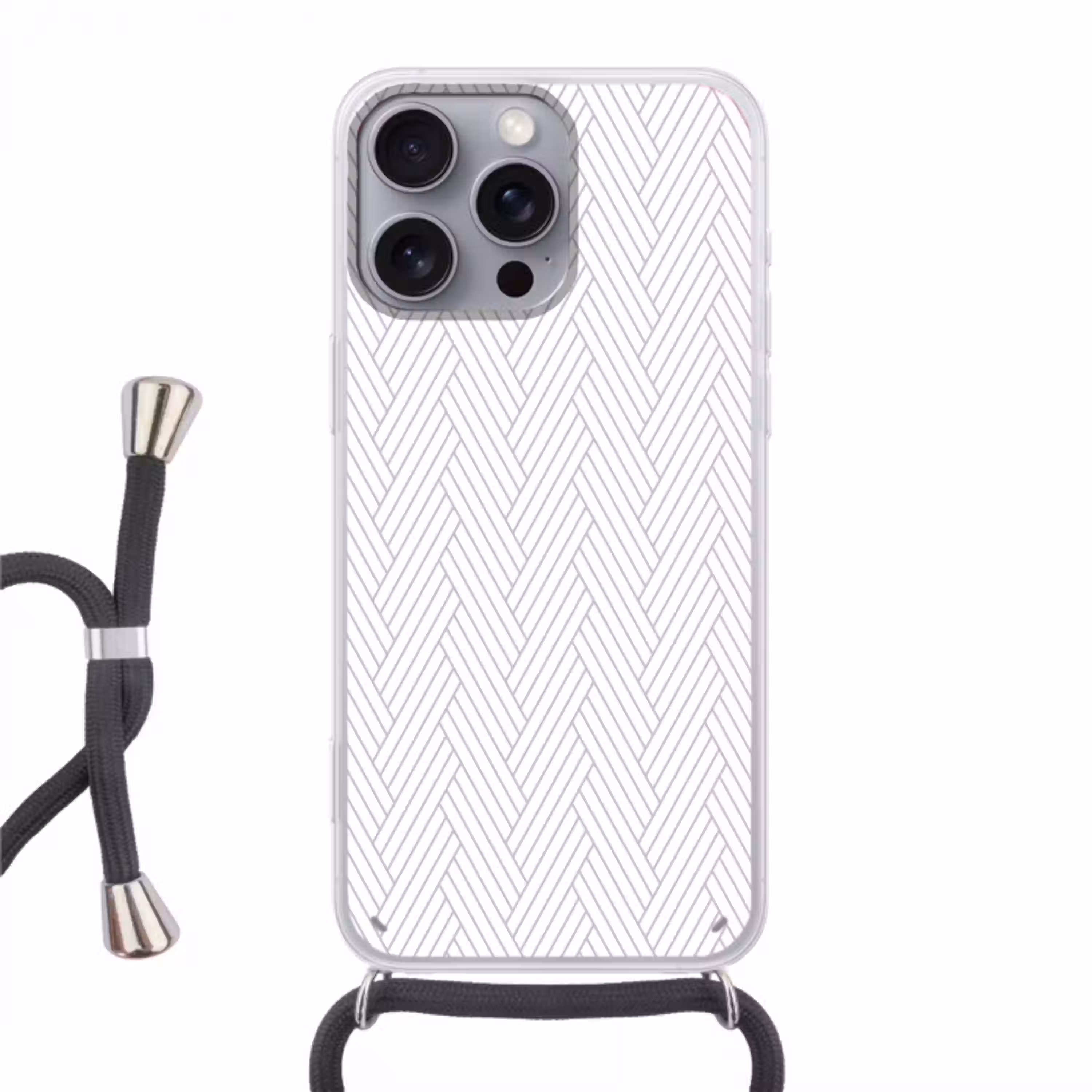 Grafisch - Patroon - Modern -  Geweven Hoesje iPhone 16 Pro Max met koord klein 804 -3d