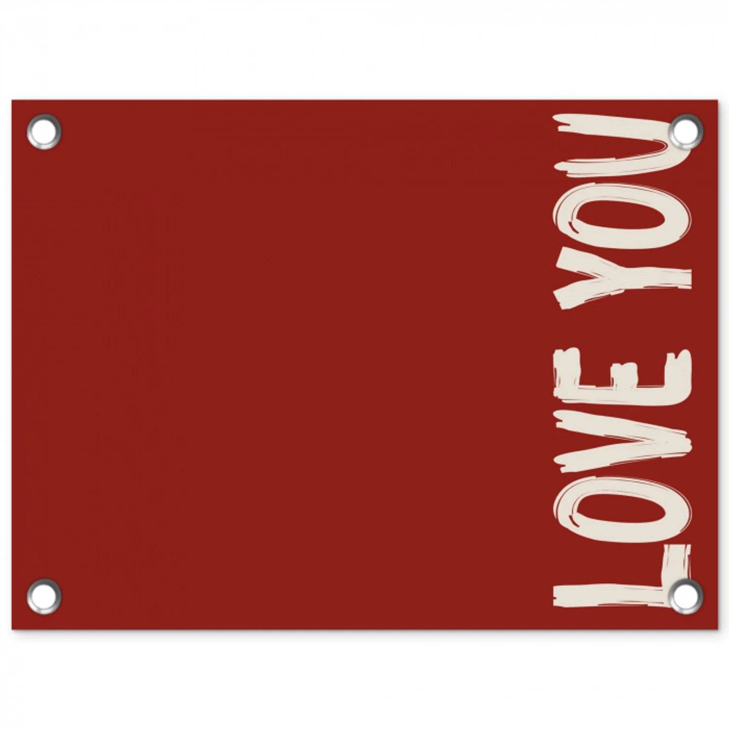 Schuin - Loveyou - Rood tuinposter los doek klein -3d