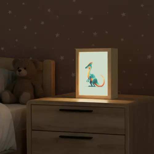 Staart - Dino - Minimalistisch - Blauw Light Box met kabel klein -sfeer1_kind