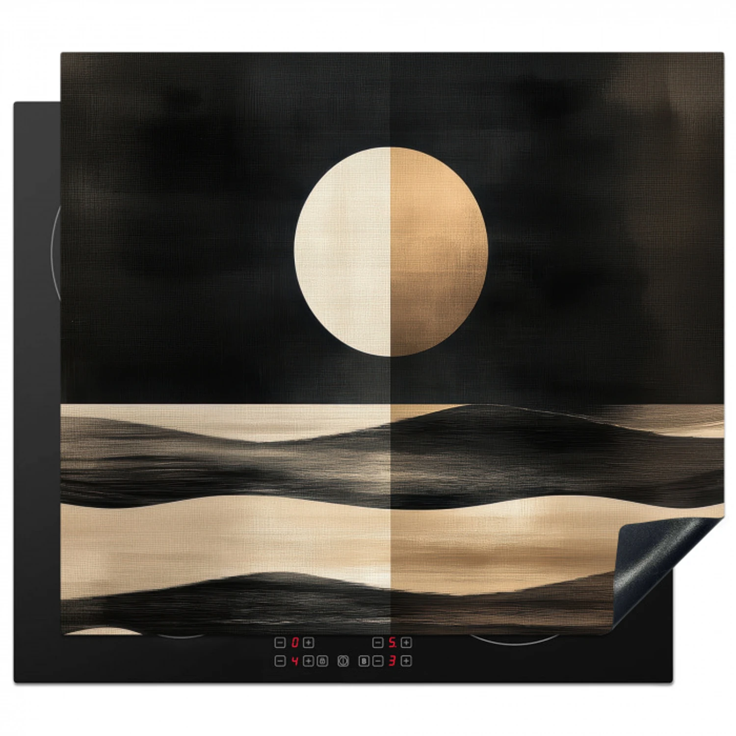 Maan - Cirkel - Goud Inductie beschermer vinyl 3mm middel -3d