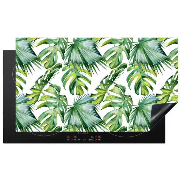 Bladeren - Monstera - Jungle - Tropical Inductie beschermer vinyl 3mm groot -3d