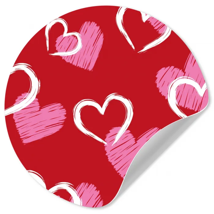 Patroon - Hartjes - Roze - Valentijn Wandcirkel behangsticker klein -3d