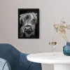 Schotse Hooglander - Horens - Zwart - Wit - Koe - Wild - Dieren fotolijst zwart zonder passe partout klein -sfeer4