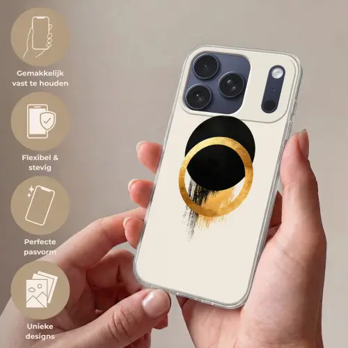 Abstract ontwerp - Zwarte cirkel - Verfvlekken Telefoonhoesje iPhone 17 Pro klein -sfeer3_NL