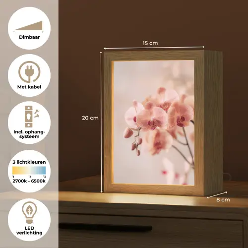 Orchidee - Bloemen - Roze - Bloemblaadjes Light Box met kabel (Tafellamp) klein -USP_NL