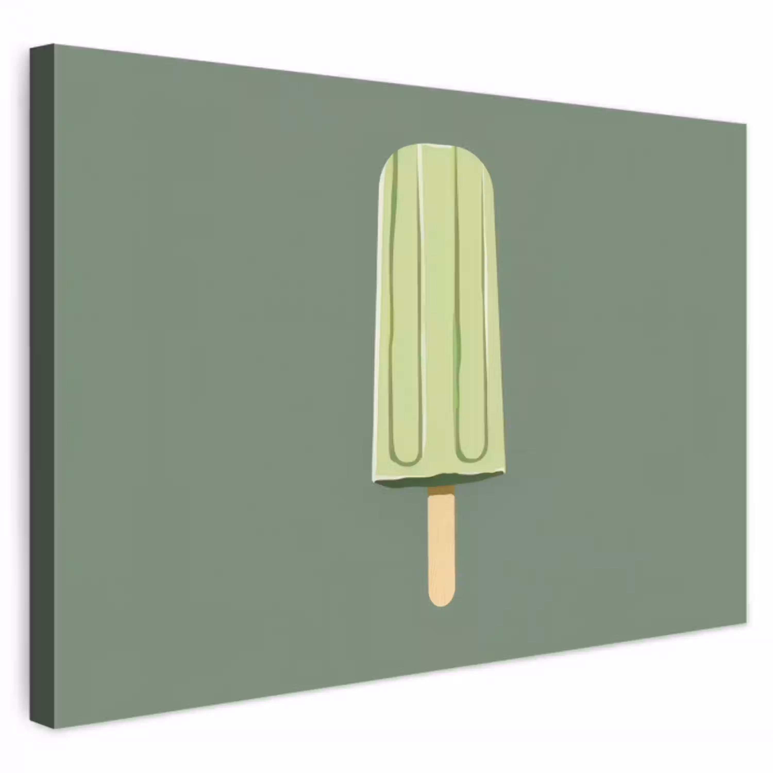 Groen - Waterijsje - Stokje - Illustratie Tuinposter op houten frame 2 cm dik klein -3d