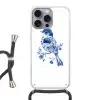 Vogel - Delfts blauw - Illustratie - Bloemen Hoesje iPhone 16 Pro Max met koord klein -3d
