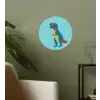 Dinosaurus - Blauw - Zonnebril Wandcirkel behangsticker klein -sfeer2