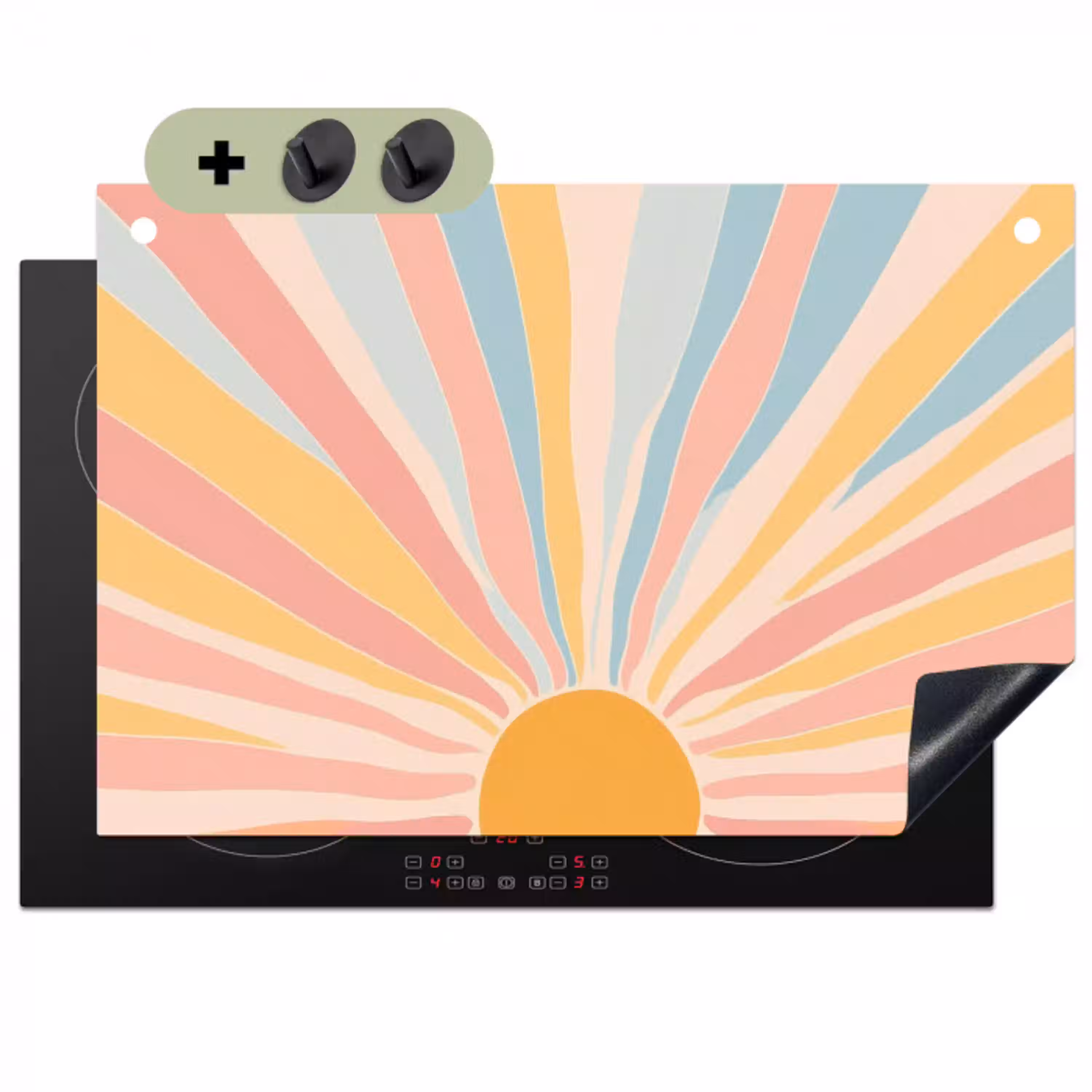 Illustratie - Zon - Pastelkleuren Inductie beschemer met haakjes klein -3d