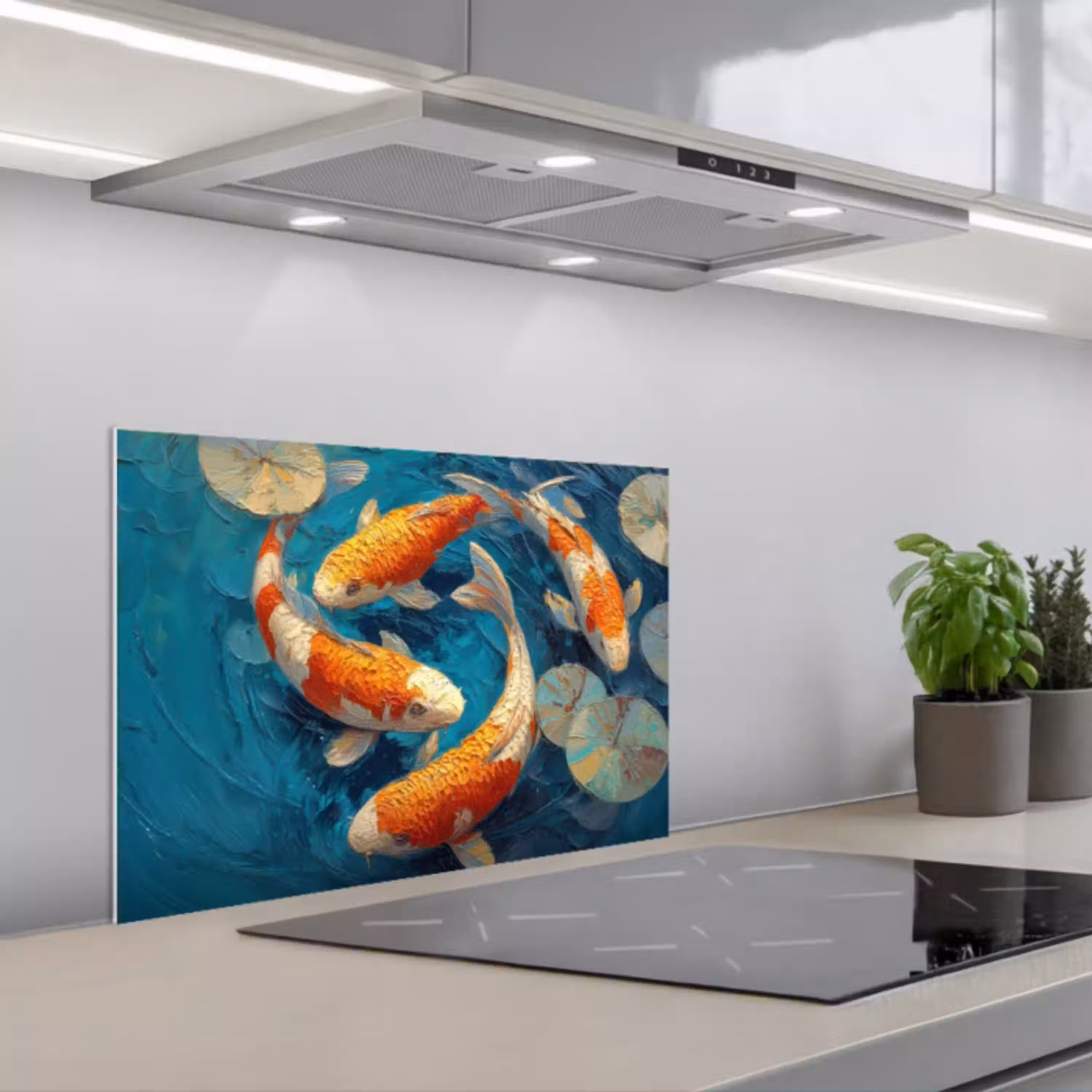 Vissen - Waterlelies - Oranje - Water keuken achterwand spatscherm klein -3d_schuin