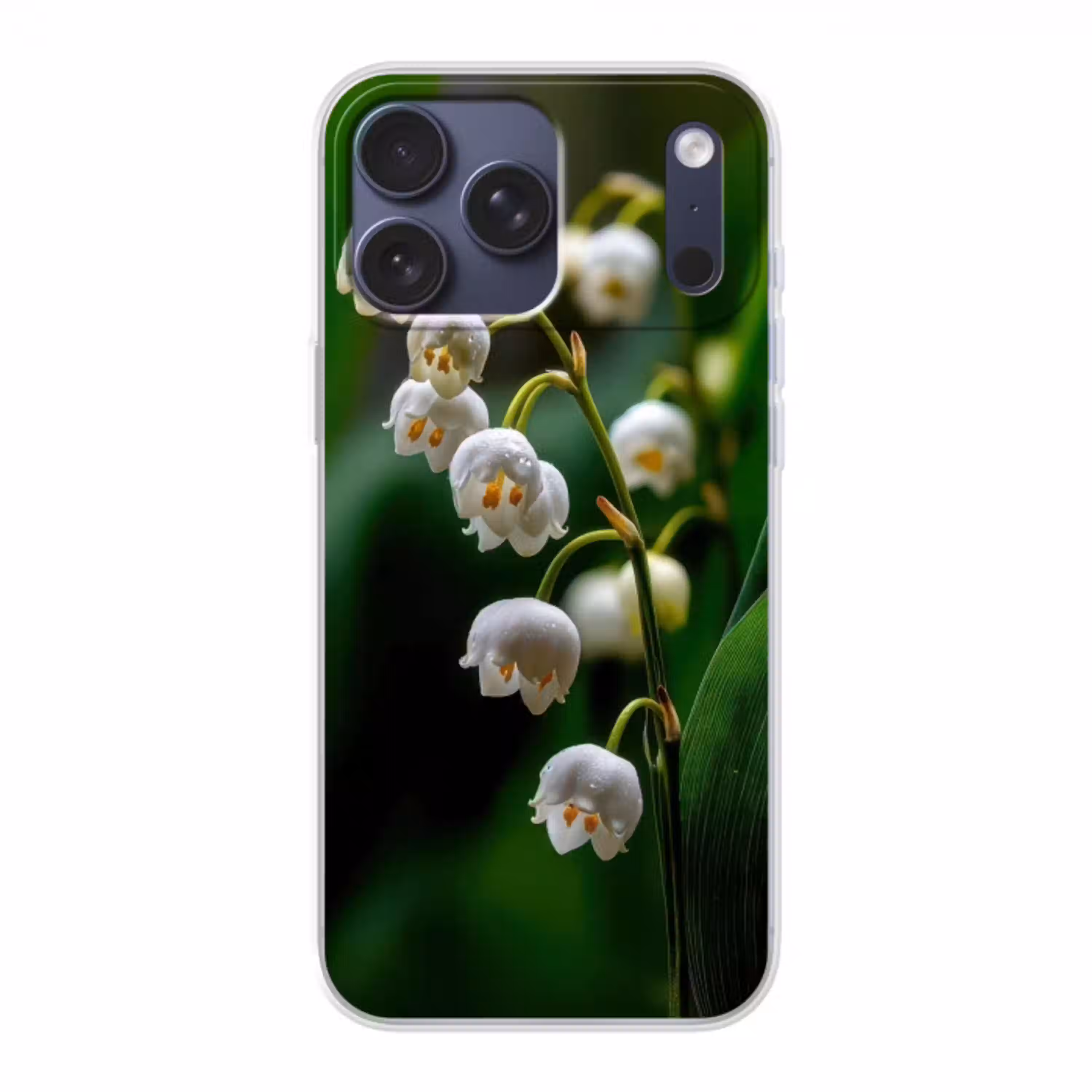 Bloemen - Wit - Bladeren - Lelietjes Telefoonhoesje iPhone 17 Pro Max klein -3d