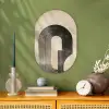 Boog -  Strepen - Minimalistisch - Zwart Wandcirkel Ovaal Forex klein -sfeer2