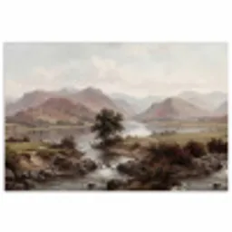 Berglandschap - Meer - Bergen - Vallei - Klassiek poster papier klein -3d