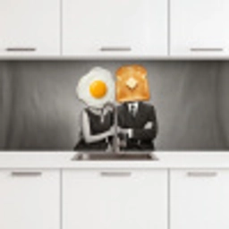 Ontbijt - Koppel - Ei - Brood keuken achterwand 2 middel -3d