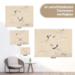 Kraanvogels - Bloesem - Beige tuinposter los doek klein -Xsfeer9_DE