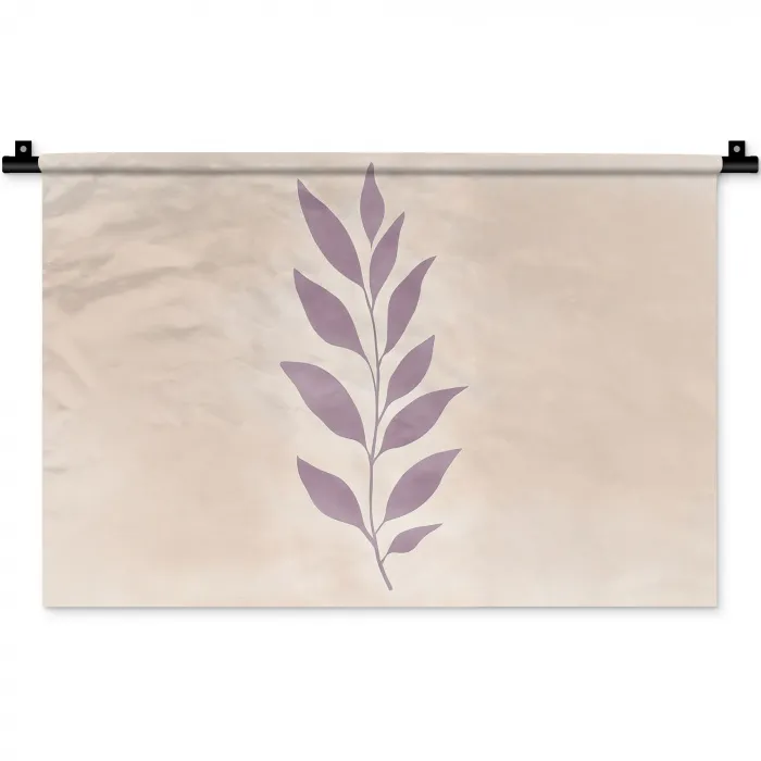 Tak - Bladeren - Minimalistisch - Beige Wandkleed katoen klein -zz3d