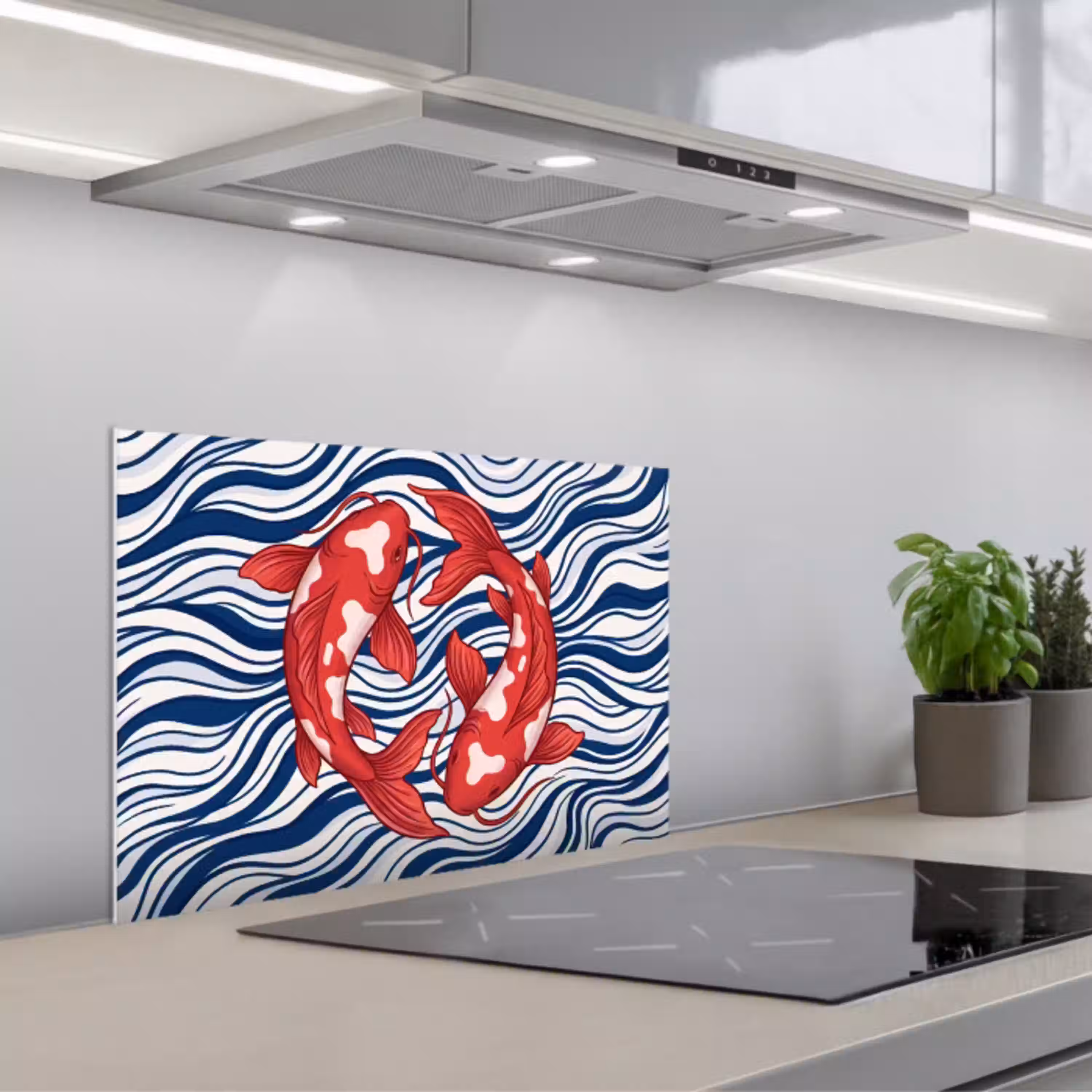 Vis - Water - Natuur - Illustratie - Rood keuken achterwand spatscherm klein -3d_schuin