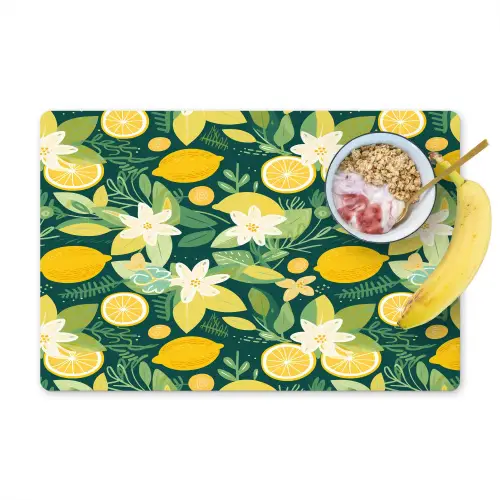 Groen - Bloemen - Citroenpartjes Placemat vinyl groot 368 -zzzproduct_Kitchenyeah-website