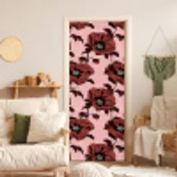 Bloemen - Retro - Rood deurposter klein 289 -sfeer2