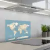Wereldkaart - Oceaan - Realistisch - Blauw keuken achterwand spatscherm klein -3d_schuin